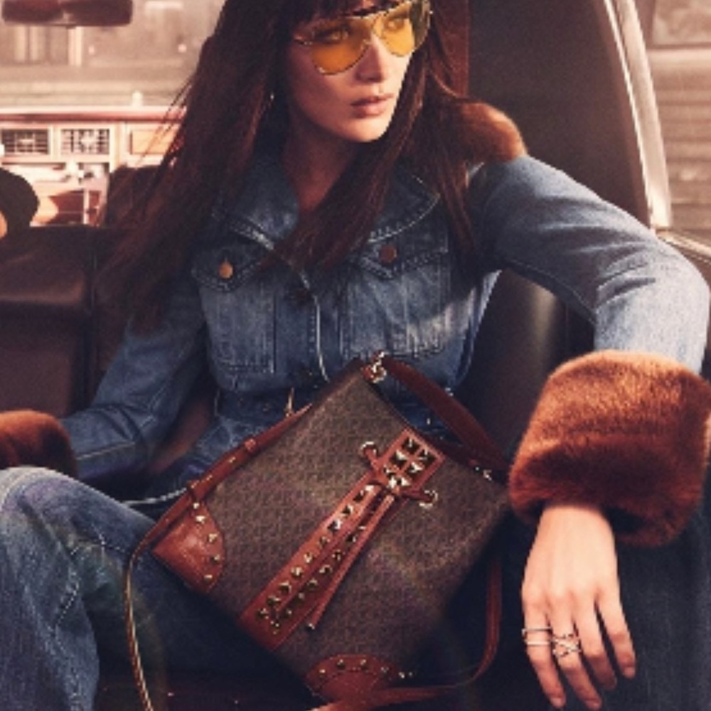 Michael Kors Faux Fur Trim Denim Jacket